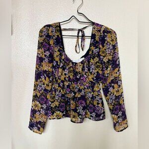 Aster yellow and purple floral top